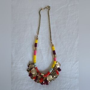 Colorful Statement Necklace with Gold Accents
